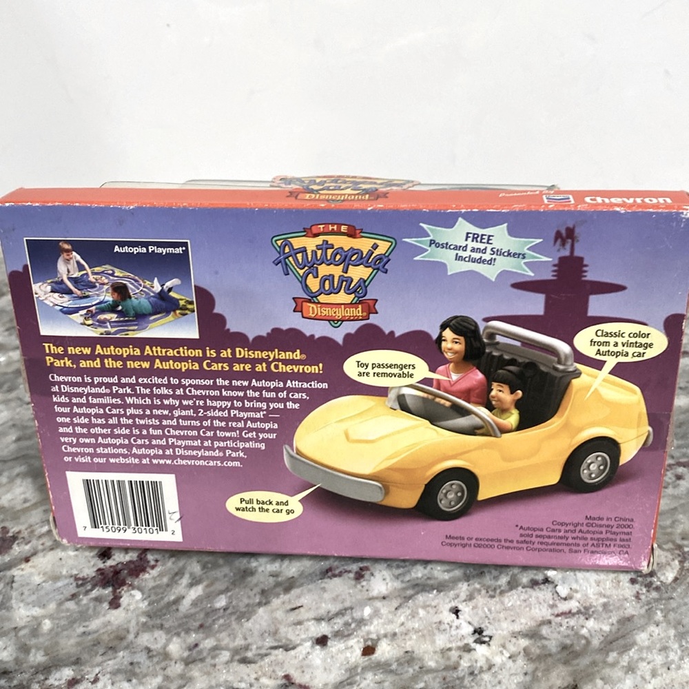 Disneyland NWOT Autopia Collectible Yellow Car “Classic” Disney Chevron Car - Picture 7 of 16